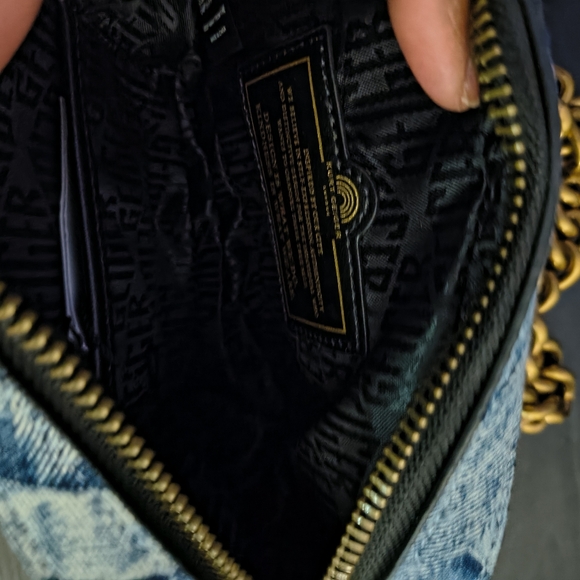 Kurt Geiger Blue Denim Camera Shoulder Bag with Gold Chain - Picture 5 of 10